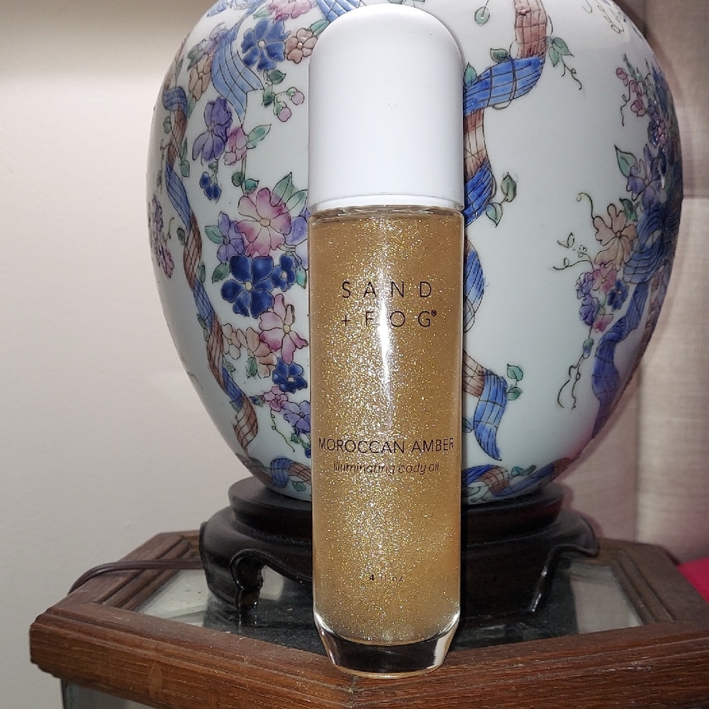 Sand + Fog Moroccain Amber Illuminating Body Oil, 4 fl oz, Shimmer NEW
